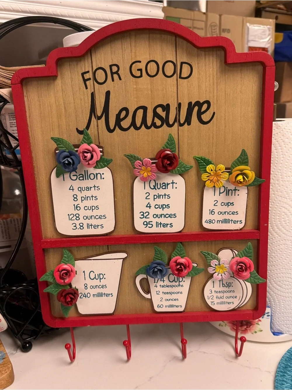 The Pioneer Woman For Good Measure Wall Decor - Red Trim with Multicolor Floral